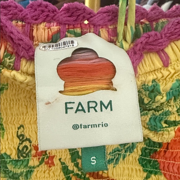 FARM Rio Yellow Delicate Fruit Garden Smocked Maxi Dress Size Small - Picture 2 of 5